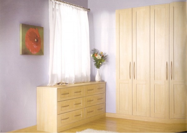 The Arcadia Maple Shaker inspired bedroom design is available from Gee's Kitchens, Wardrobes & Flooring of Kildare