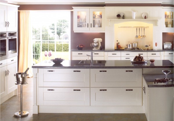 The Gresham Ivory kitchen design is available from Gee's Kitchens, Bedrooms & Flooring of Kildare.