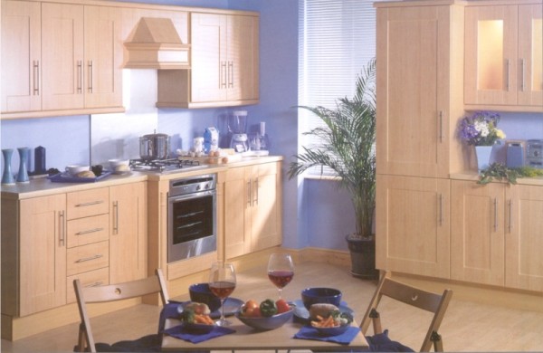 The Kendal Beech kitchen design is available from Gee's Kitchens, Bedrooms & Flooring of Kildare.
